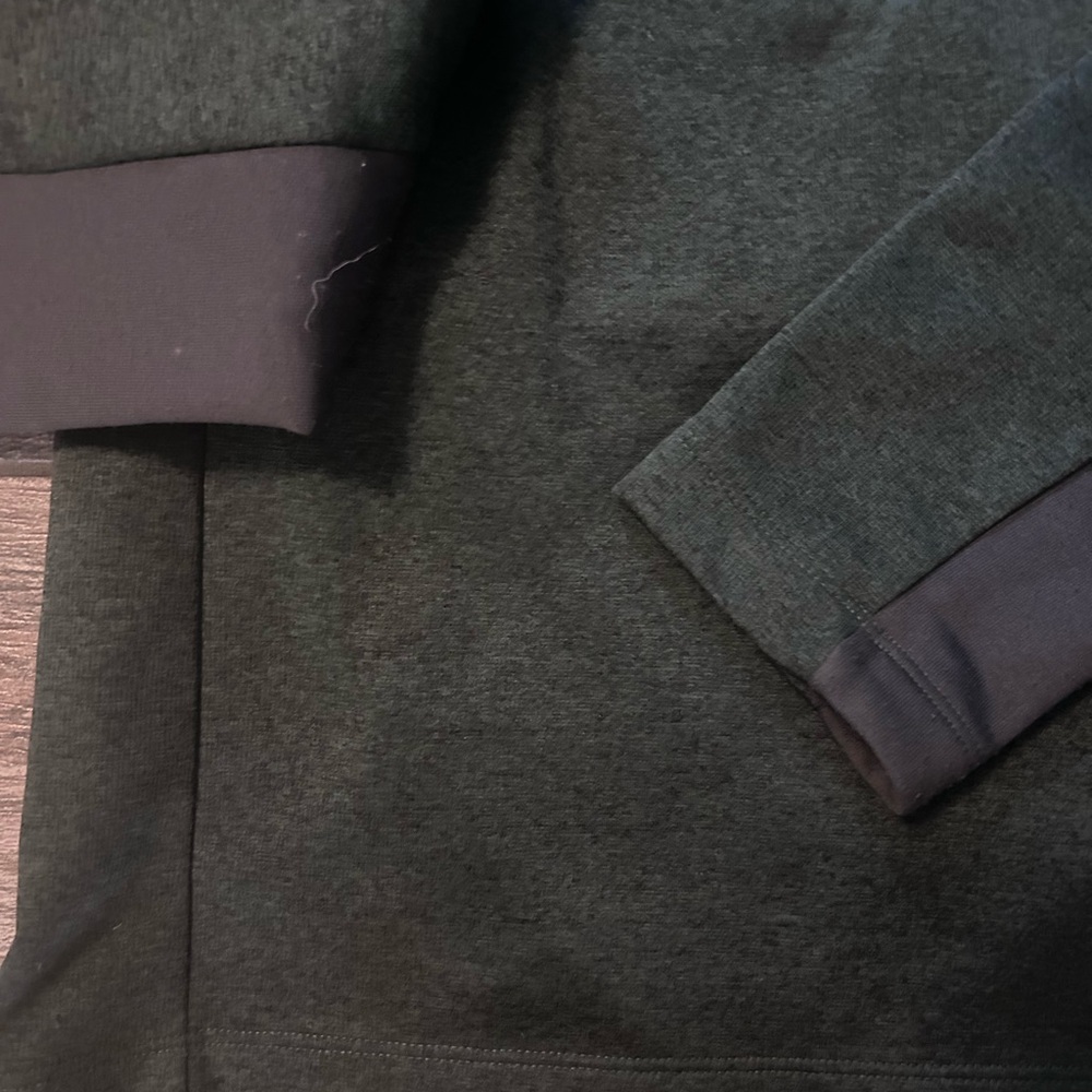 The North Face Dark Green Quarter-Zip Fleece Pullover with Lime Accents - NWOT - Picture 3 of 4